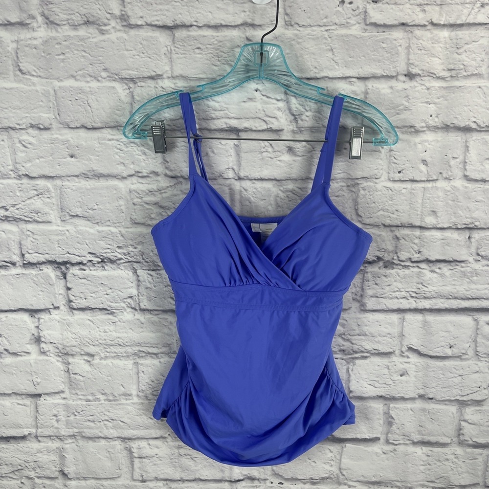 Ann Cole NWT Ruched Underwire Periwinkle Blue Tankini Top 36B/34C Beach Pool